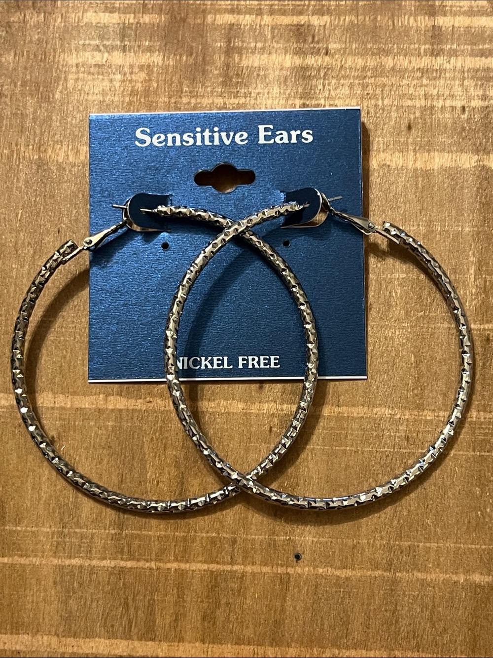 3/$18 Nickel-Free Silver Textured Hoop Earrings Lot 731